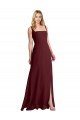 Affordable Square Neckline Soft A-Line Chiffon Bridesmaid Dress with Side Slit UK