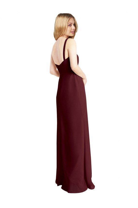Affordable Square Neckline Soft A-Line Chiffon Bridesmaid Dress with Side Slit UK