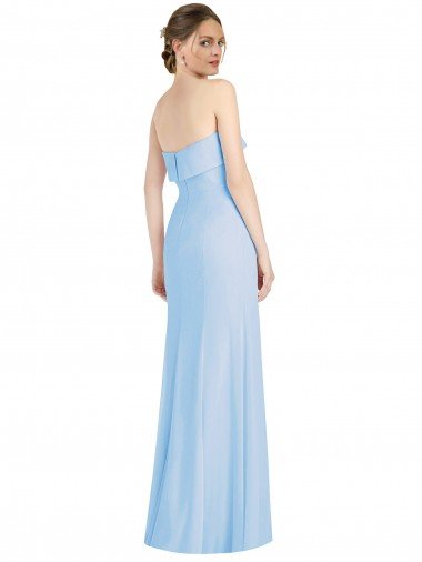 Affordable Strapless Trumpet Chiffon Formal Bridesmaid Dress with Thigh high Slit UK