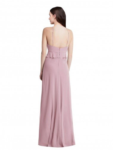 Affordable Bias Ruffle Empire Waist Halter Maxi Bridesmaid Dress UK