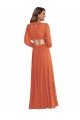 Affordable High Low Ruffled Long Chiffon Cutout Bishop Sleeves Maxi Bridesmaid Dress UK