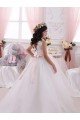 Affordable Ivory Ball Gown Bateau Chapel Train Sleeveless Flower Girl Dress UK