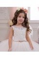 Affordable Ivory Ball Gown Bateau Neck Chapel Train Sleeveless Flower Girl Dress UK