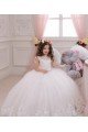 Affordable Ivory Ball Gown Bateau Neck Chapel Train Sleeveless Flower Girl Dress UK