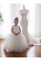 Affordable Ivory Ball Gown Chapel Train Sleeveless Flower Girl Dress UK