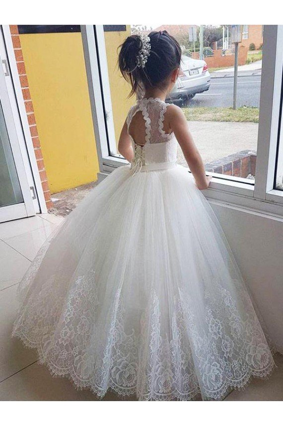 Affordable Ivory Ball Gown Floor Length Flower Girl Dress UK