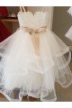Affordable Ivory Ball Gown High Neck Floor Length Flower Girl Dress UK