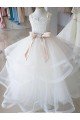 Affordable Ivory Ball Gown High Neck Floor Length Flower Girl Dress UK