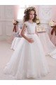 Affordable Ivory Ball Gown High Neck Floor Length Keyhole Back Flower Girl Dress UK
