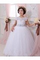 Affordable Ivory Ball Gown Sweetheart Chapel Train Cap Sleeve Flower Girl Dress UK