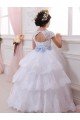 Affordable Ivory Ball Gown Sweetheart Chapel Train Cap Sleeve Flower Girl Dress UK