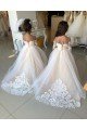 Affordable Ivory Ball Gown Sweetheart Chapel Train Long Sleeve Flower Girl Dress UK