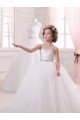 Affordable Ivory Ball Gown Sweetheart Chapel Train Sleeveless Flower Girl Dress UK