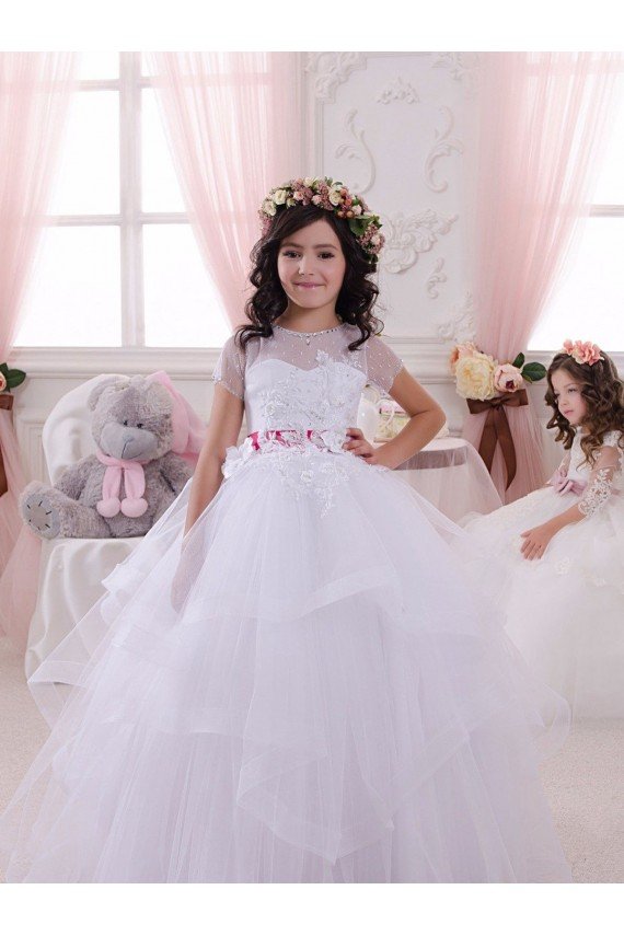 Affordable Ivory Ball Gown Sweetheart Floor Length Flower Girl Dress UK