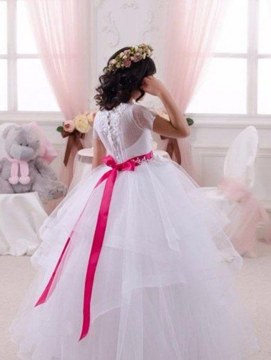 Affordable Ivory Ball Gown Sweetheart Floor Length Flower Girl Dress UK