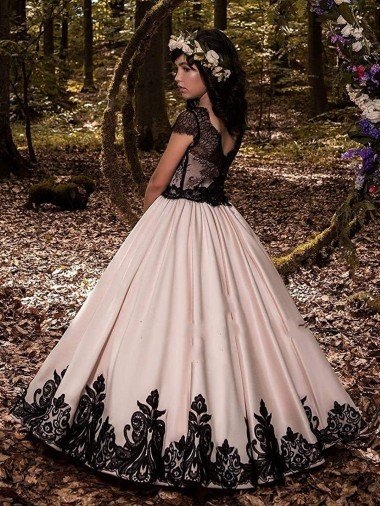 Affordable Ivory Ball Gown Sweetheart Neck Sleeveless Flower Girl Dress UK