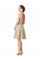 Affordable Short Classic Beaded Lace and Satin Bridesmaid Dress with Matching Satin Tie Sash UK