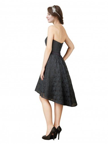 Affordable Lace Cocktail Bridesmaid Dress with Hi-Low Hemline UK