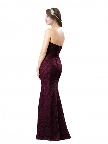 Affordable Fitted Long Lace Bridesmaid Dress with Sweetheart Neckline UK
