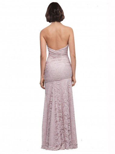 Affordable Floor Length Long Mermaid Lace Bridesmaid Dress / Prom Dress with Low Back UK