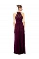 Affordable Lace Halter Bodice Long Chiffon Bridesmaid Dress UK