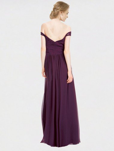 Affordable Sweetheart Long Bridesmaid Dress with Off the Shoulder Cap Sleeve Lace Bodice UK