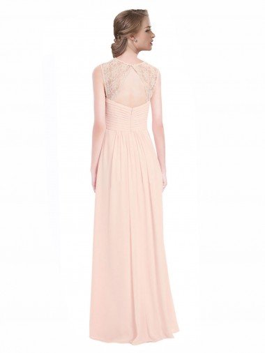 Affordable Sweetheart Chiffon Bridesmaid Dress with Lace Straps and Keyhole Back UK