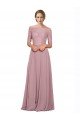 Affordable Off the Shoulder Lace Crop Top A-Line Chiffon Bridesmaid Dress / Prom Dress UK