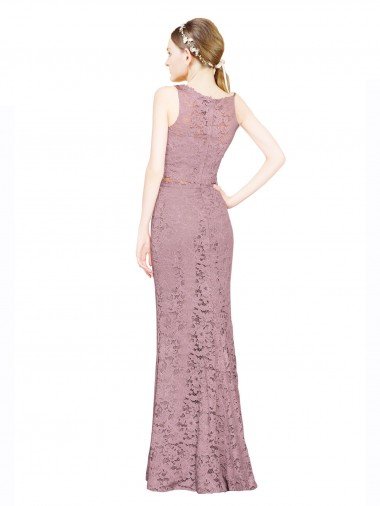 Affordable Sleeveless Crop Top High Neck Mermaid Lace Bridesmaid Dress / Prom Dress UK