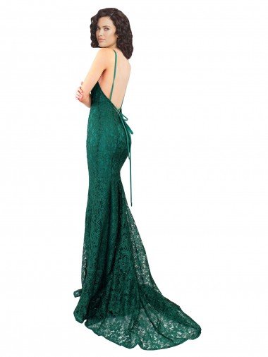 Affordable Black Tie Sleek Fishtail Shaped Long Lace Bridesmaid Dress / Prom Dress UK