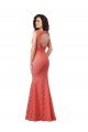 Affordable Mermaid Long V-Neck Lace Bridesmaid Dress with Open Back UK
