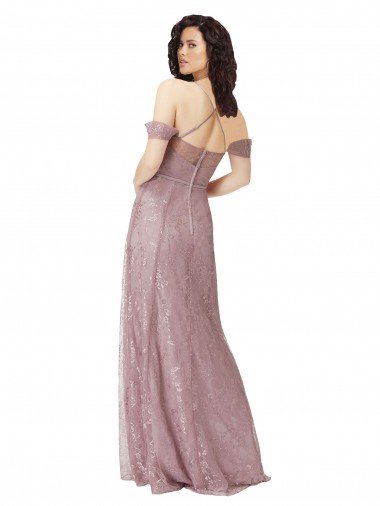 Affordable Sweetheart Chantilly Lace Bridesmaid Dress with Off the Shoulder Sleeves UK