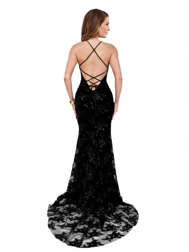 Affordable Formal High Neckline Lace Open Back Bridesmaid Dress / Prom Dress with High Slit UK