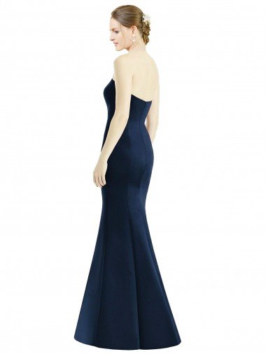 Affordable Long Mermaid Full Length Strapless Satin Bridesmaid Dress UK