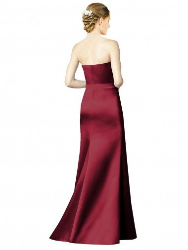 Affordable Strapless Satin Bridesmaid Dress with Asymmetrical Draped Bodice UK