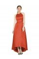 Affordable Full Length Halter Satin Bridesmaid Dress with Hi-Low Hem Detail UK