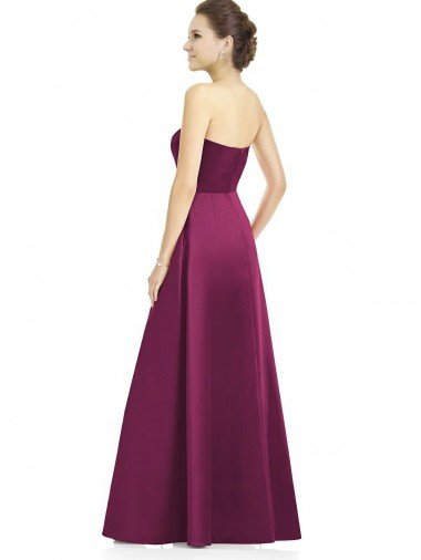Affordable Full Length Strapless Long Satin Bridesmaid Dress with Sweetheart Neckline UK