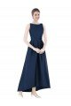 Affordable Full Length Sleeveless Long Satin Bridesmaid Dress with High Low Hem Detail UK