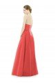 Affordable Sheer V-Neck Tulle Illusion Long Satin Bridesmaid Dress UK