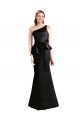 Affordable Long One Shoulder Satin Bridesmaid Dress with Bow Ties UK
