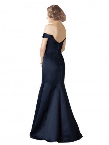 Affordable Fit and Flare Satin Bridesmaid Dress / Prom Dress with Off the Shoulder Neckline UK