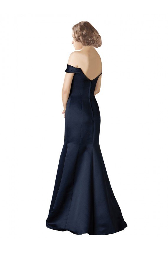 Affordable Fit and Flare Satin Bridesmaid Dress / Prom Dress with Off the Shoulder Neckline UK