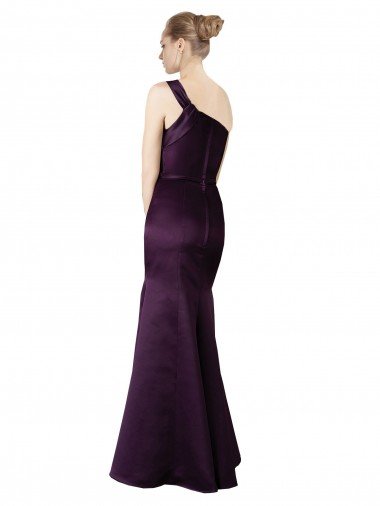 Affordable Long Ruched Neckline One Shoulder Satin Bridesmaid Dress / Prom Dress UK