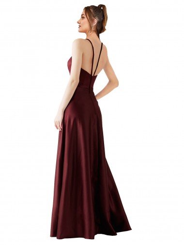 Affordable Sleek Satin Bridesmaids Dress with Pockets UK