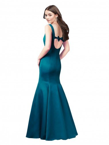 Affordable Long Sleek Satin Bridesmaid Dress / Prom Dress with U-Back UK