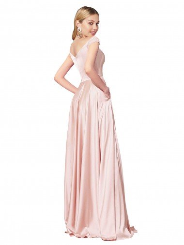 Affordable A-Line Off the Shoulder Sweetheart Formal Satin Bridesmaid Dress / Prom Dress UK