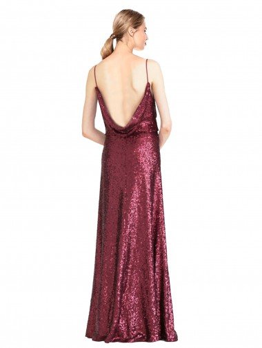 Affordable High Neck Halter Long Slim Formal Sequin Bridesmaid Dress / Prom Dress with V-Neck and Blouson Bodice UK