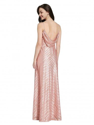 Affordable High Neck Low Back Sparkling Formal Sequin Bridesmaid Dress / Prom Dress UK