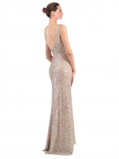 Affordable Faux Surplice V-Neck Slim Formal Sparkling Sequin Bridesmaid Dress / Prom Dress UK
