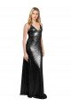 Affordable Full Length A-Line Formal Sequin Bridesmaid Dress / Prom Dress with Spaghetti Straps V-Neckline UK